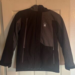 Spyder Elevate Black & Charcoal Boys Large Ski Snowboard Winter Snow Jacket EUC